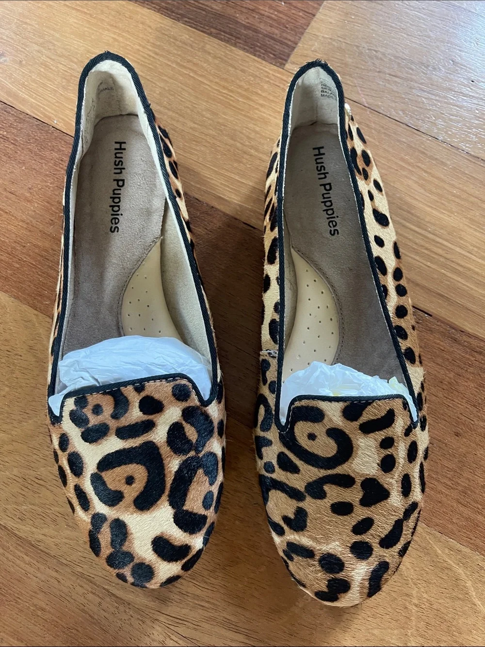 Hush Puppies Women's Leopard Hair Slip-On Loafers - Tan & Black